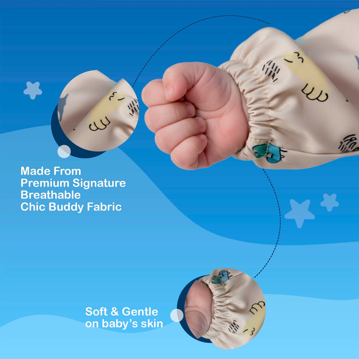 Chic Buddy Full Sleeve Baby Bib, Waterproof Feeding Apron 6-24 Months
