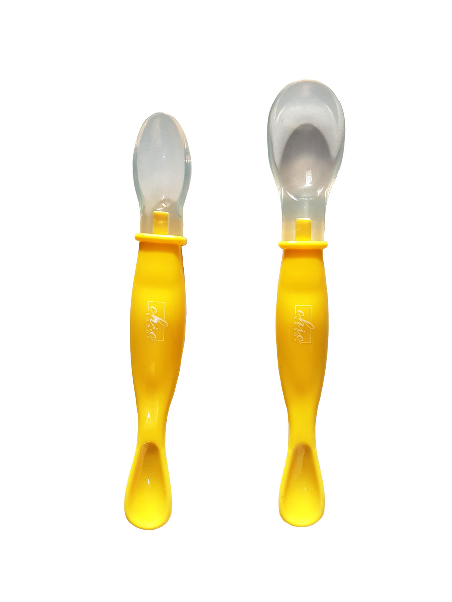 Primo Passi - Silicone Spoon 4-Pack (Grey/Yellow)