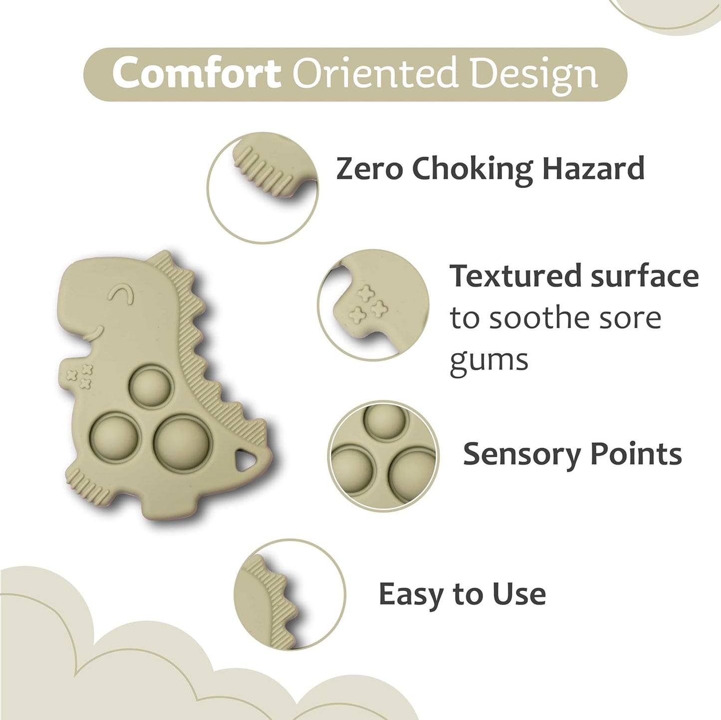 Chic Buddy Silicone teether for 6 to 12 Months Baby,Teething Toys for Babies,Baby teether Toys for 6 Month Old Baby,teethers for 3 to 6 Months bpa Free, Baby teethers 6-12 Months (Jurassic Jungle)