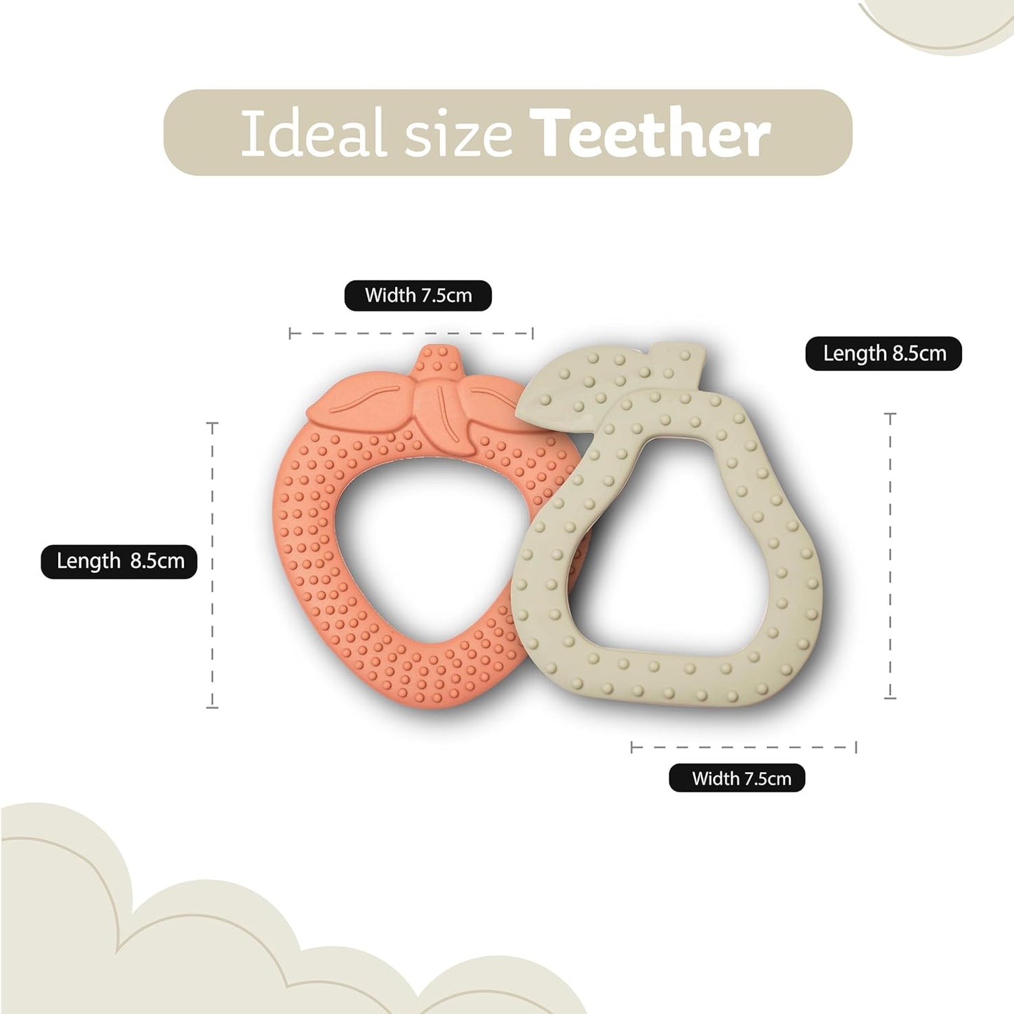 Chic Buddy Silicone teether for 6 to 12 Months Baby,Teething Toys for Babies,Baby teether Toys for 6 Month Old Baby,teethers for 3 to 6 Months bpa Free, Baby teethers 6-12 Months (Fruit Treat)