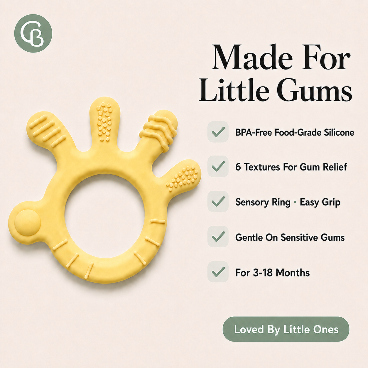 Finger Shape Baby Teether - Easy-grip, multi-texture silicone teether thoughtfully designed for little hands 3 to 18 months old, curious mouths and everyday teething comfort.