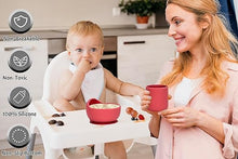 Load image into Gallery viewer, Chic Buddy Silicone Baby Tiny Cup with Spoon for Infant’s First Stage Training, Developed by Feeding Specialist to Fit Baby’s Mouth and Hands 3 Months+ (Green Cup &amp; Green Spoon)