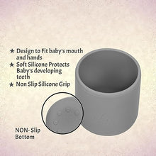 Load image into Gallery viewer, Chic Buddy Silicone Baby Tiny Cup with Spoon for Infant’s First Stage Training, Developed by Feeding Specialist to Fit Baby’s Mouth and Hands 3 Months+ (Green Cup &amp; Green Spoon)