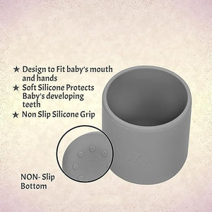 Chic Buddy Silicone Baby Tiny Cup with Spoon for Infant’s First Stage Training, Developed by Feeding Specialist to Fit Baby’s Mouth and Hands 3 Months+ (Green Cup & Green Spoon)