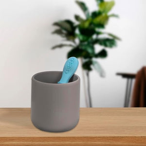 Chic Buddy Silicone Baby Tiny Cup with Spoon for Infant’s First Stage Training, Developed by Feeding Specialist to Fit Baby’s Mouth and Hands 3 Months+ (Green Cup & Green Spoon)