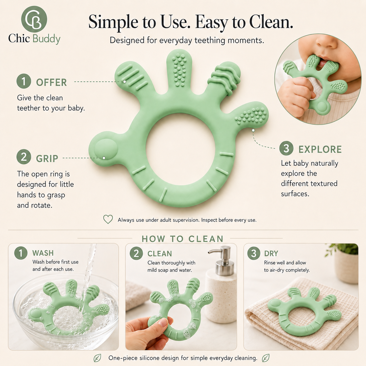 Finger Shape Baby Teether