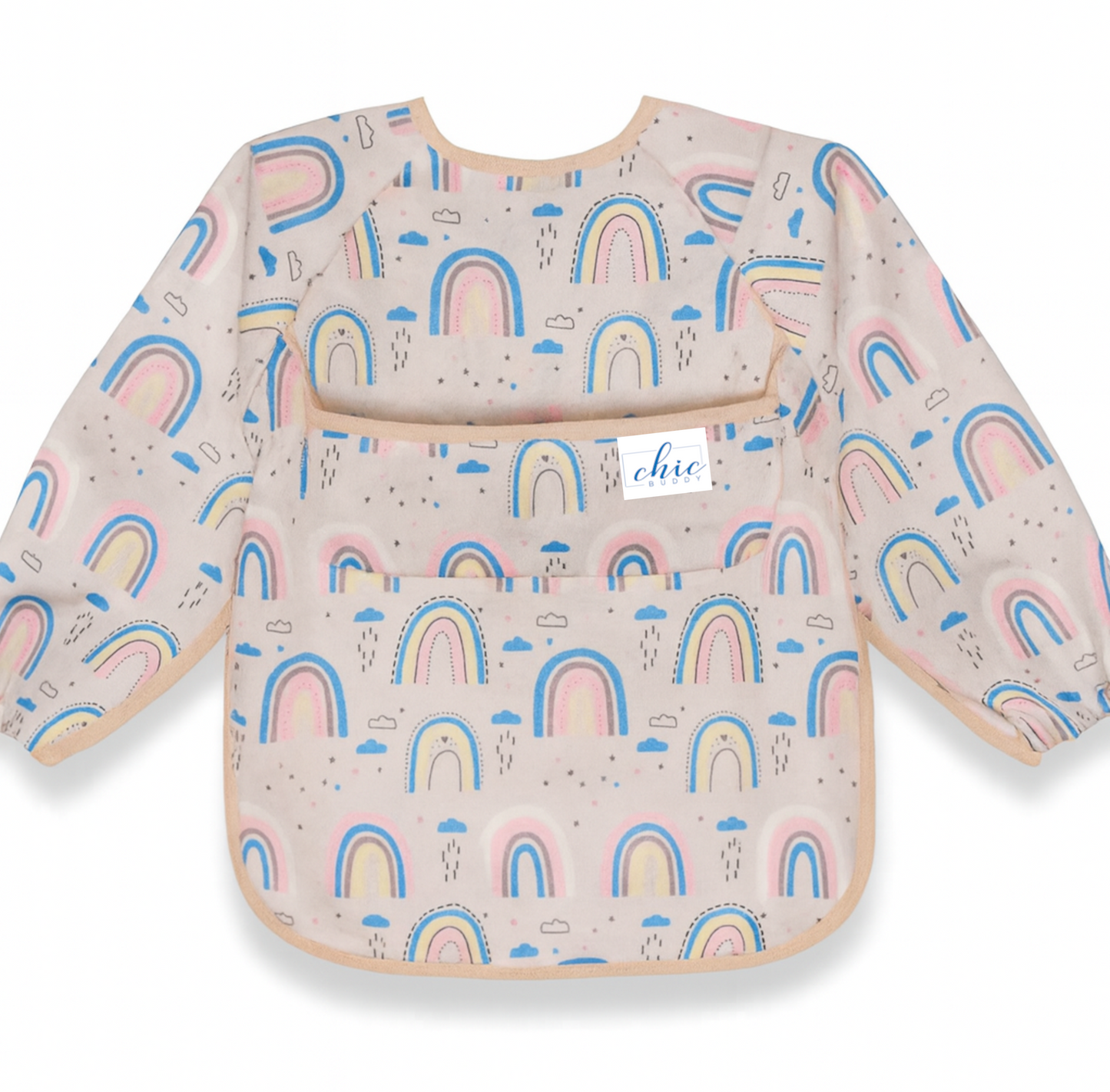 Chic Buddy Full Sleeve Baby Bib, Waterproof Feeding Apron 6-24 Months