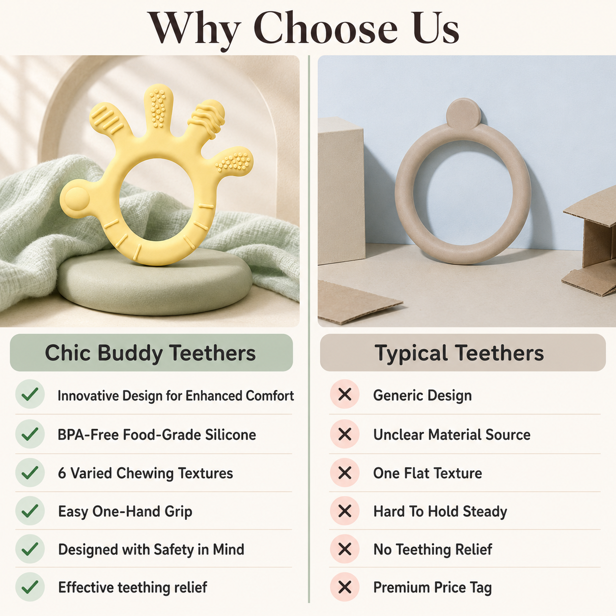 Finger Shape Baby Teether - Easy-grip, multi-texture silicone teether thoughtfully designed for little hands 3 to 18 months old, curious mouths and everyday teething comfort.