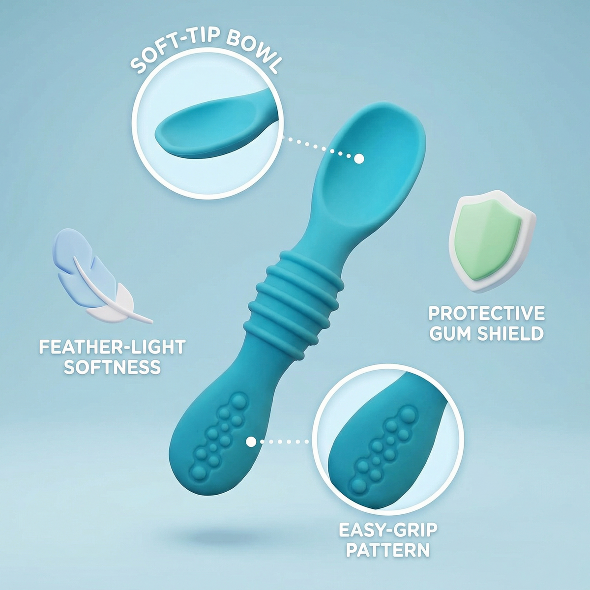 Soft Silicone Weaning Spoons — Set of 2