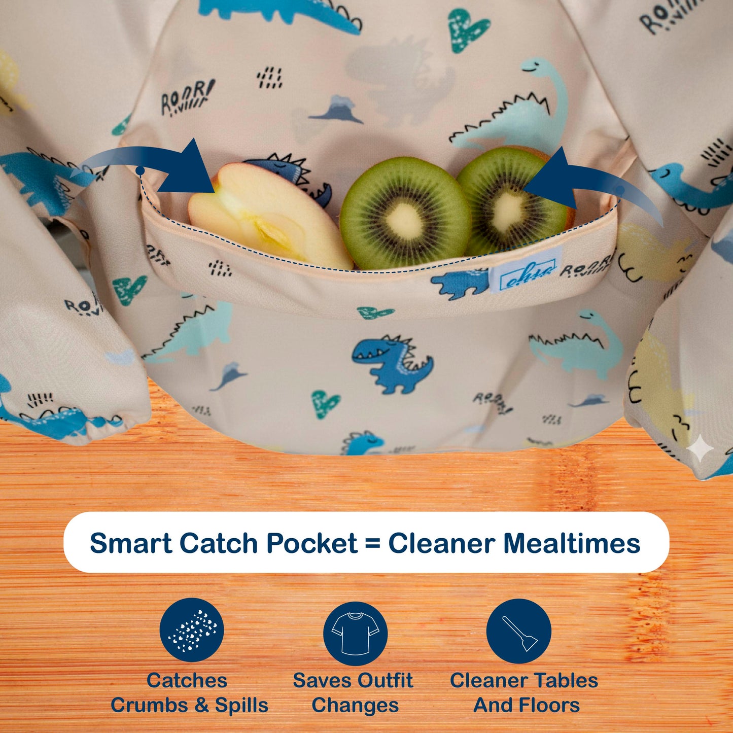 Chic Buddy Full Sleeve Baby Bib, Waterproof Feeding Apron 6-24 Months