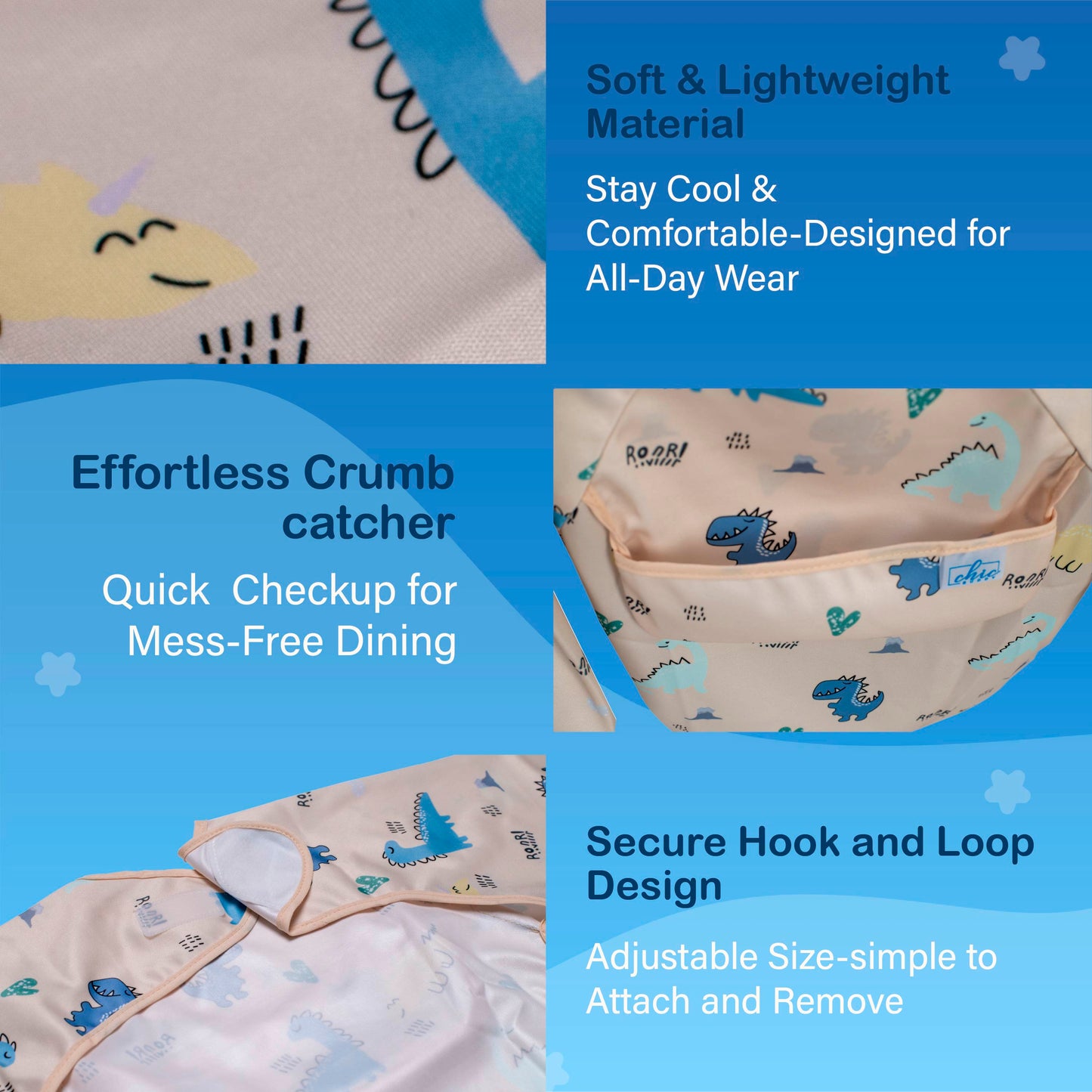 Chic Buddy Full Sleeve Baby Bib, Waterproof Feeding Apron 6-24 Months