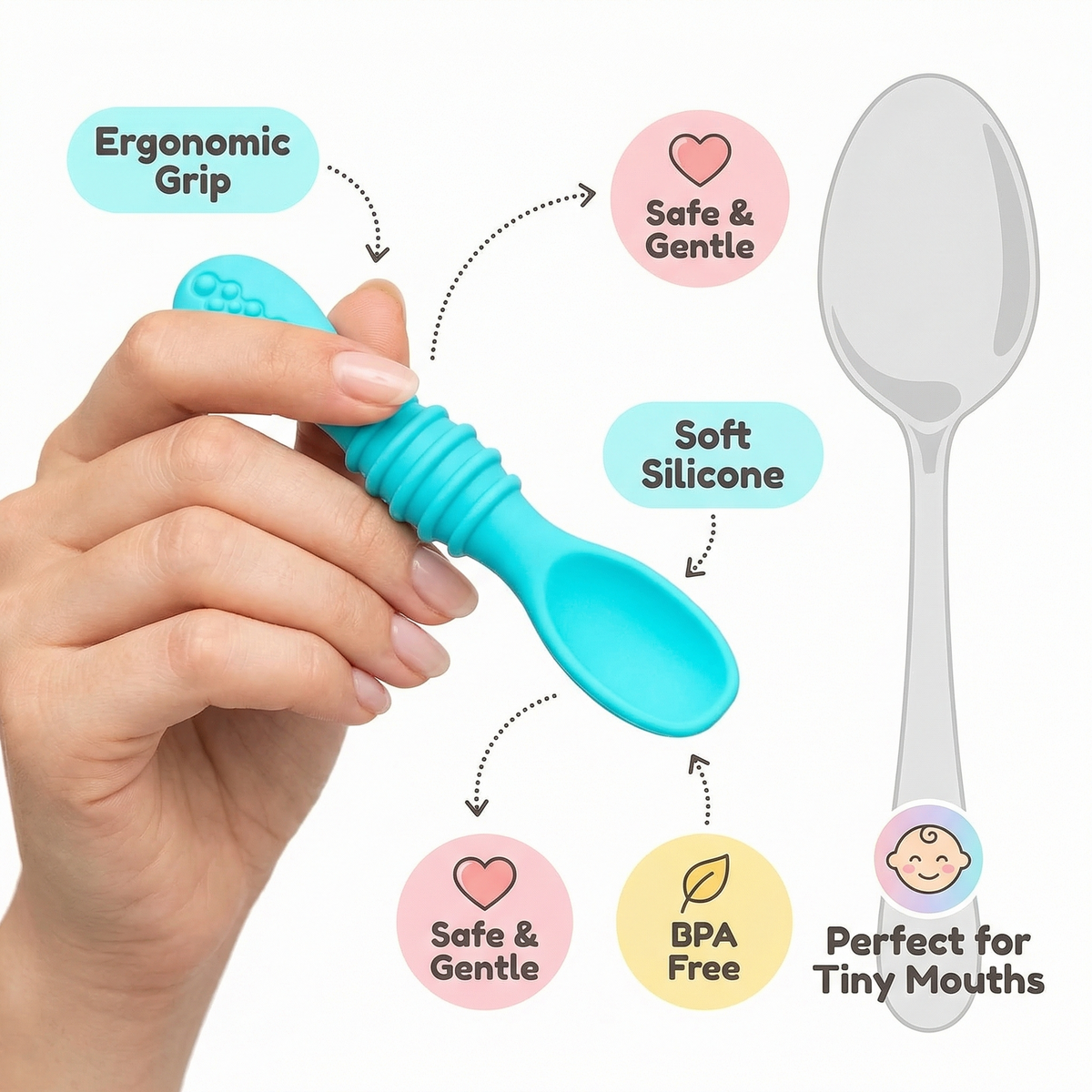 Soft Silicone Weaning Spoons — Set of 2