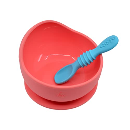 Silicone Baby Bowl with Spoon Set for Baby and Toddler - Baby Led Weaning Supplies - BPA Free - Microwave Dishwasher and Freezer Safe