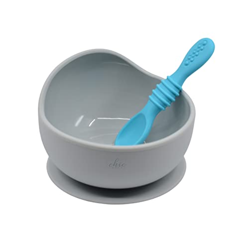 Silicone Baby Bowl with Spoon Set for Baby and Toddler - Baby Led Weaning Supplies - BPA Free - Microwave Dishwasher and Freezer Safe
