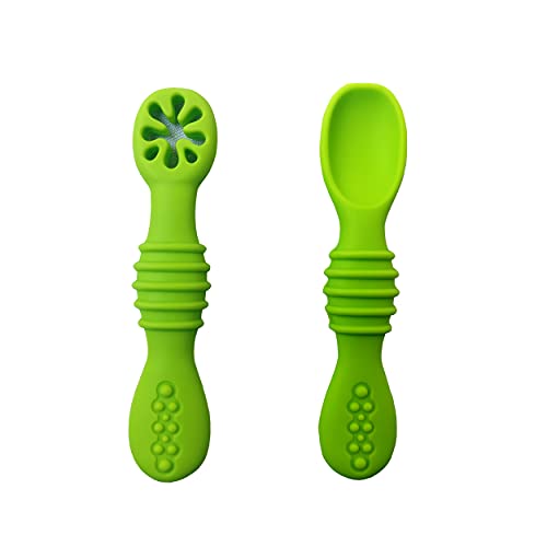Chic Buddy Soft tip Silicone First Stage Training Spoons( Blue)Pack of 2 (Blue)(Green)